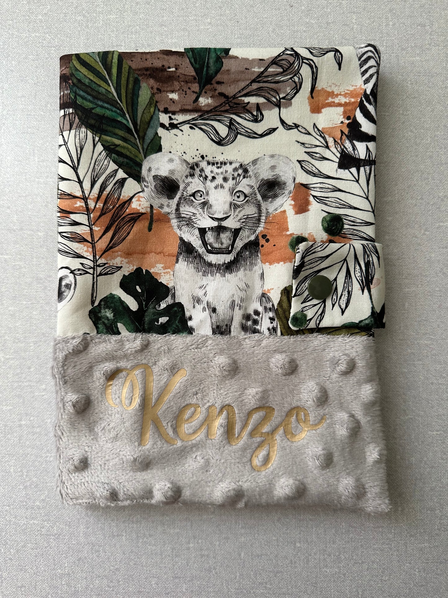 Protège carnet de santé gris / savane à personnaliser