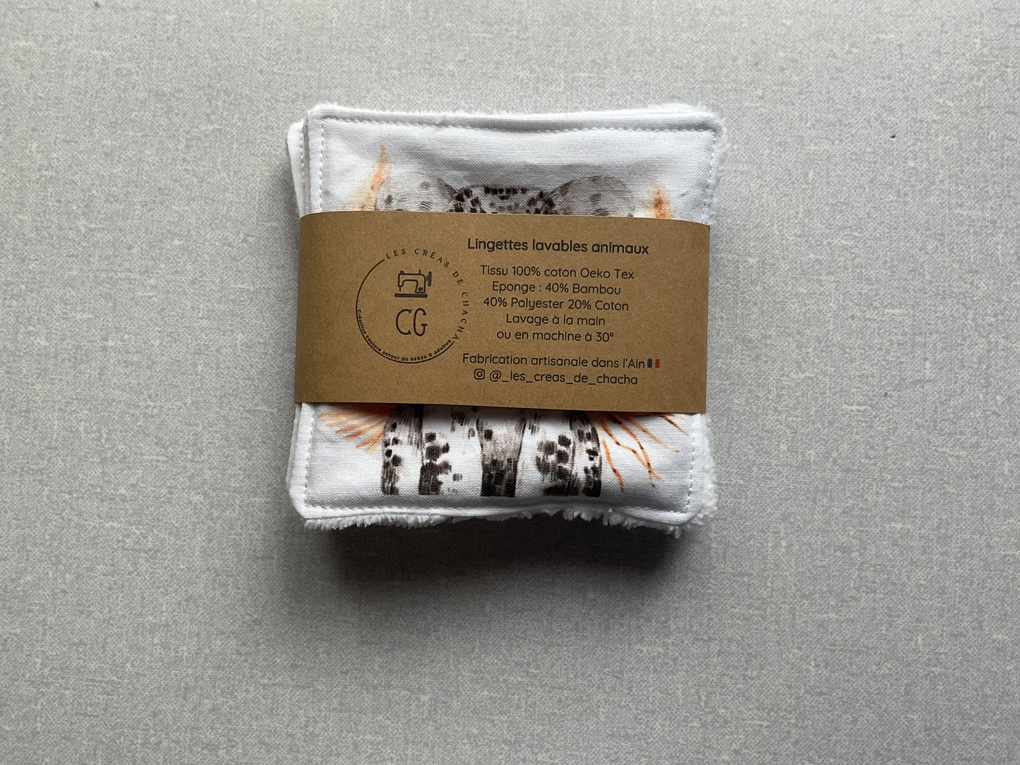 🟢 Lingettes lavables animaux jungle rose