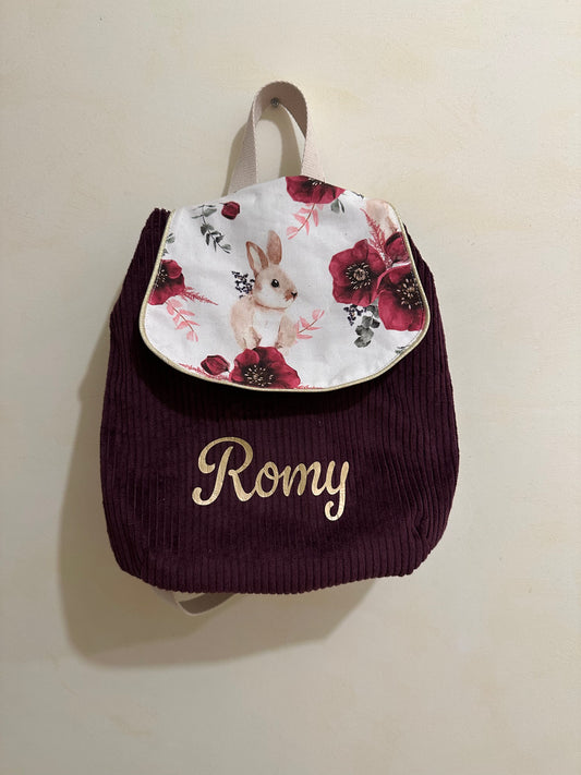 Sac à dos enfant lapin pivoine